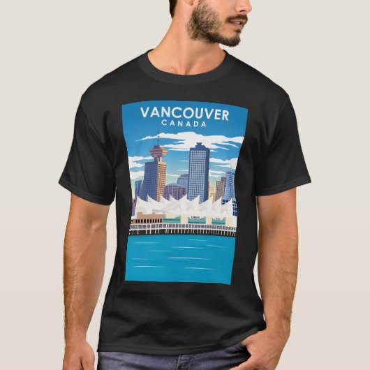 Vancouver Canada  Minimal Travel Poster T-shirt (Voorkant)