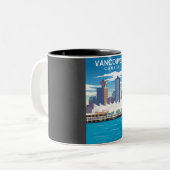 Vancouver Canada  Minimal Travel Poster Tweekleurige Koffiemok (Voorkant links)