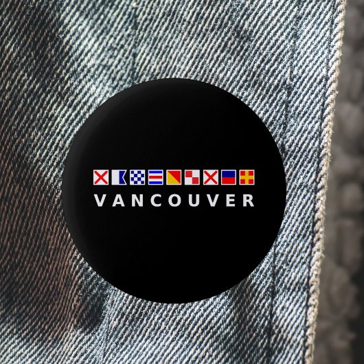 Vancouver Canada Nautische zeilvlaggen Donkere kle Ronde Button 5,7 Cm