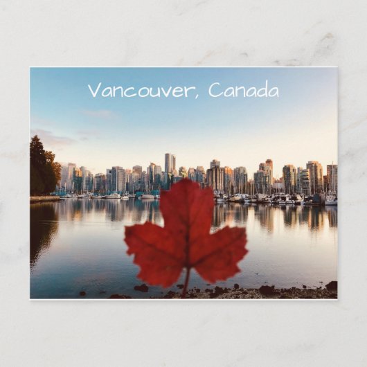 Vancouver Canada Red Maple Leaf Skyline Briefkaart (Voorkant)