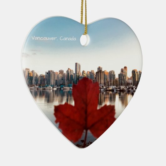 Vancouver Canada Red Maple Leaf Skyline Keramisch Ornament (Rechts)