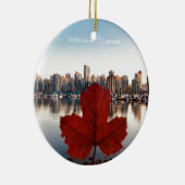 Vancouver Canada Red Maple Leaf Skyline Keramisch Ornament (Rechts)