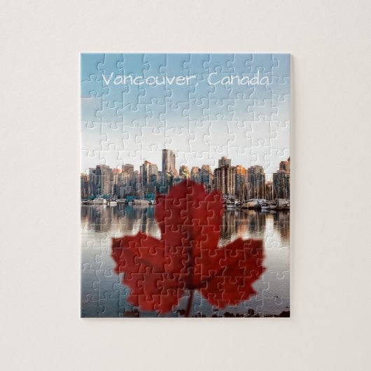 Vancouver Canada Red Maple Leaf Skyline Legpuzzel (Verticaal)