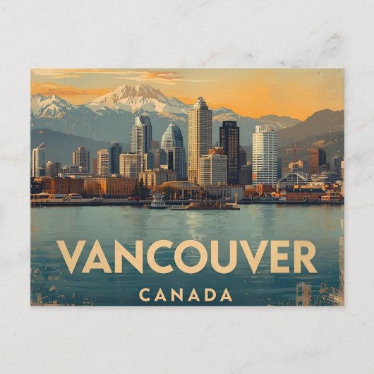 Vancouver Canada Reizen Kunst Vintage Briefkaart (Voorkant)