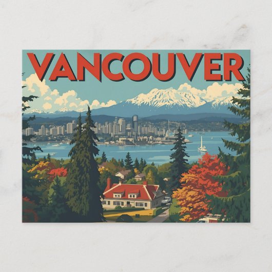 Vancouver Canada Reizen Kunst Vintage Briefkaart (Voorkant)