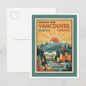 Vancouver Canada Retro Reisposter – 1930s Briefkaart (Voorkant / Achterkant)