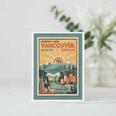 Vancouver Canada Retro Reisposter – 1930s Briefkaart (Staand voorkant)