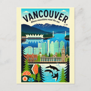 Vancouver Canada Retro Reisposter Kunst Briefkaart