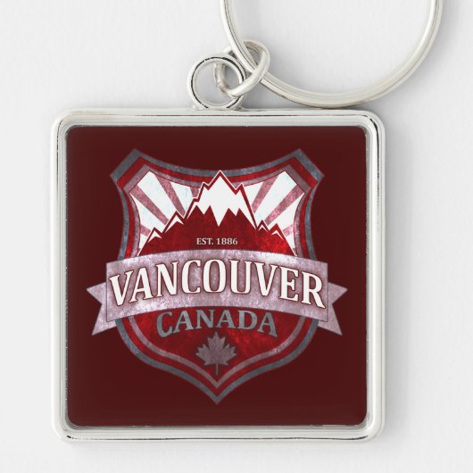 Vancouver Canada rode grunge schild vierkante sleu Sleutelhanger (Voorkant)