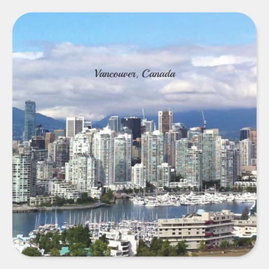 Vancouver Canada Silhouet Vierkante Sticker (Voorkant)
