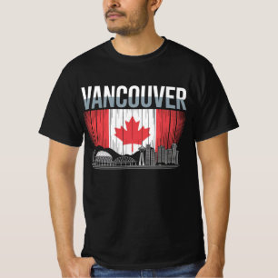 Vancouver Canada Silhouet   Vintage Vlag & Berg T-shirt