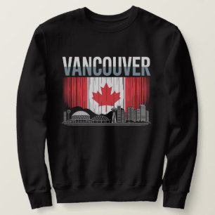 Vancouver Canada Silhouet Vintage Vlag & Berg Trui