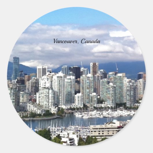 Vancouver Canada Skyline foto Ronde Sticker (Voorkant)