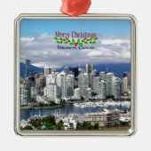 Vancouver Canada Skyline, Merry Kerstmis, Metalen Ornament (Voorkant)
