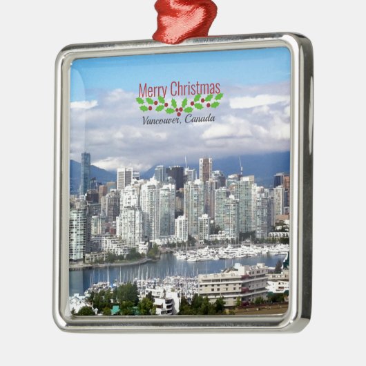Vancouver Canada Skyline, Merry Kerstmis, Metalen Ornament (Links)