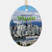 Vancouver Canada Skyline met kerstheilig Keramisch Ornament (Rechts)