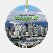 Vancouver Canada Skyline met kerstheilig Keramisch Ornament (Voorkant)
