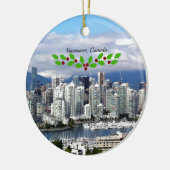 Vancouver Canada Skyline met kerstheilig Keramisch Ornament (Links)