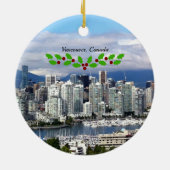 Vancouver Canada Skyline met kerstheilig Keramisch Ornament (Achterkant)