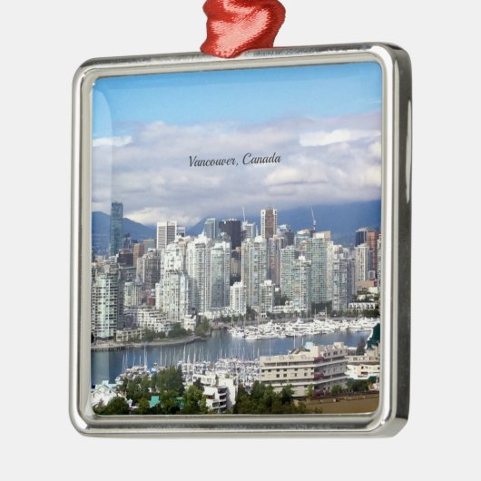 Vancouver Canada Skyline Metalen Ornament (Links)
