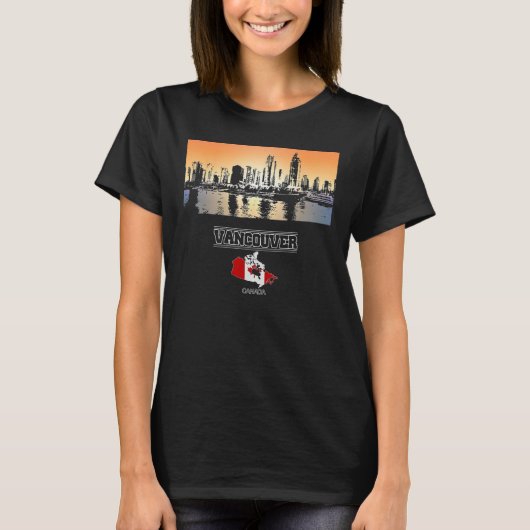 Vancouver Canada Skyline Vakantie Souvenirstad T-shirt (Voorkant)