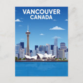 Vancouver Canada Skyline Vintage Briefkaart (Voorkant)