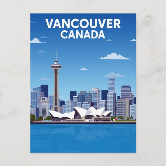 Vancouver Canada Skyline Vintage Briefkaart (Voorkant)