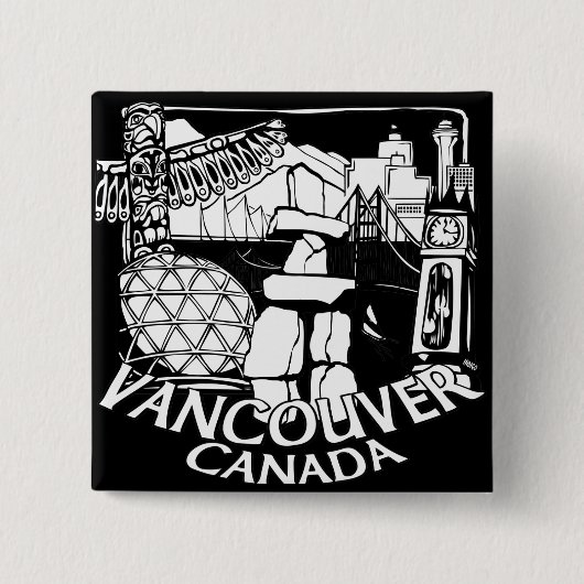 Vancouver Canada Souvenir Buttonnen Gastown Art Gi Vierkante Button 5,1 Cm (Voorkant)