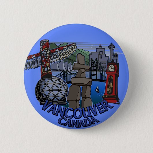 Vancouver Canada Souvenir Buttonnen Landmark Art Ronde Button 5,7 Cm (Voorkant)