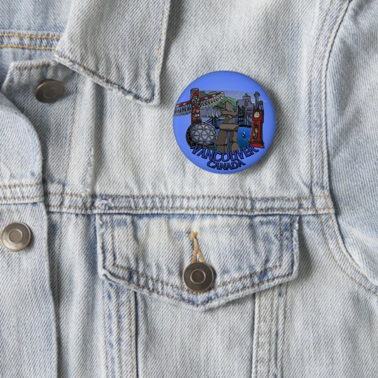 Vancouver Canada Souvenir Buttonnen Totem Pole Art Ronde Button 5,7 Cm (In situ)