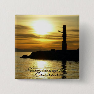 Vancouver Canada Souvenir Buttonnen Totem Pole Art Vierkante Button 5,1 Cm