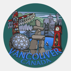 Vancouver Canada Stickers Totem Pole Landmark Art