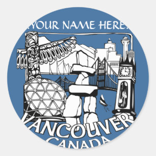 Vancouver Canada Stickers Totem Pole Landmark Art