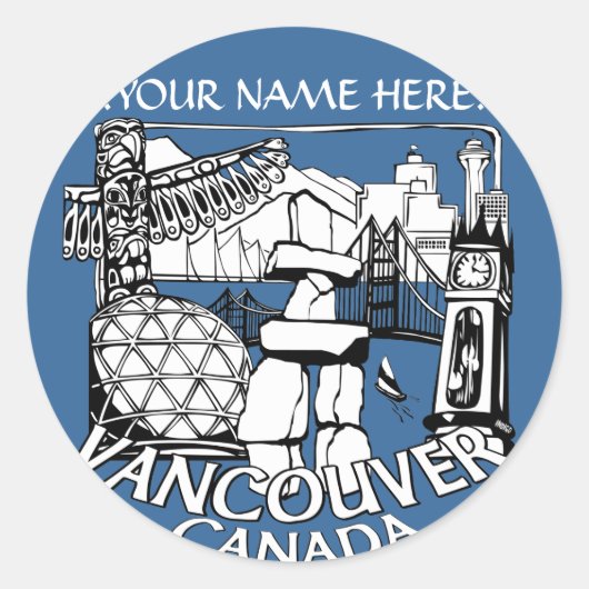 Vancouver Canada Stickers Totem Pole Landmark Art (Voorkant)