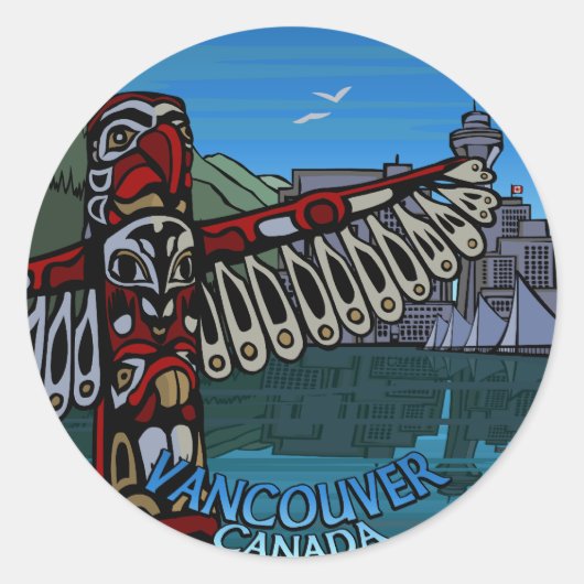 Vancouver Canada Stickers Totem Pole Landmark Art (Voorkant)