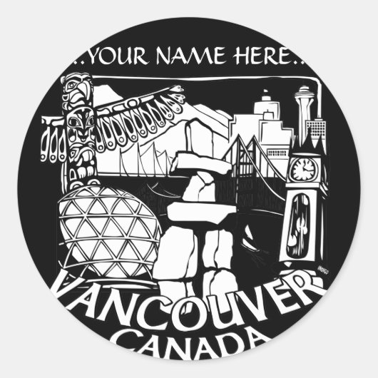 Vancouver Canada Stickers Totem Pole Landmark Art (Voorkant)