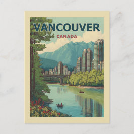 Vancouver Canada Travel Art Vintage Briefkaart