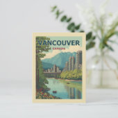 Vancouver Canada Travel Art Vintage Briefkaart (Staand voorkant)