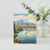 Vancouver Canada Travel Art Vintage Briefkaart (Staand voorkant)