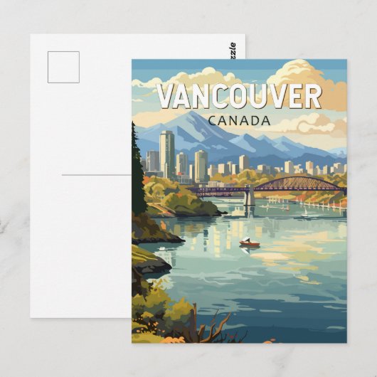 Vancouver Canada Travel Art Vintage Briefkaart (Voorkant / Achterkant)