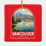 Vancouver Canada Travel Art Vintage Keramisch Ornament<br><div class="desc">Vancouver retro vector reisontwerp. Vancouver,  een bruisende zeehaven aan de westkust in Brits-Columbia,  is een van Canada's dichtste,  meest etnisch diverse steden.</div>