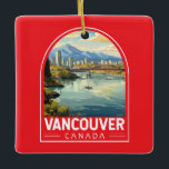 Vancouver Canada Travel Art Vintage Keramisch Ornament<br><div class="desc">Vancouver retro vector reisontwerp. Vancouver,  een bruisende zeehaven aan de westkust in Brits-Columbia,  is een van Canada's dichtste,  meest etnisch diverse steden.</div>