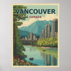 Vancouver Canada Travel Art Vintage Poster