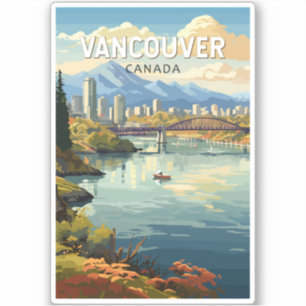 Vancouver Canada Travel Art Vintage Sticker