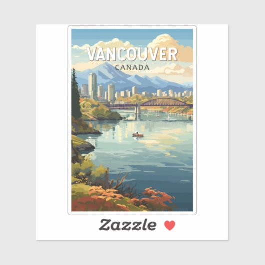 Vancouver Canada Travel Art Vintage Sticker (Vel)