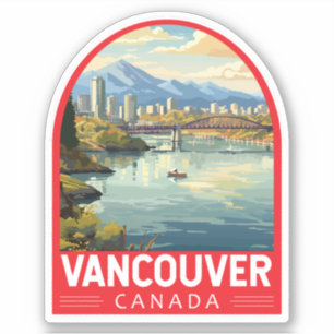 Vancouver Canada Travel Art Vintage Sticker