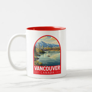 Vancouver Canada Travel Art Vintage Tweekleurige Koffiemok