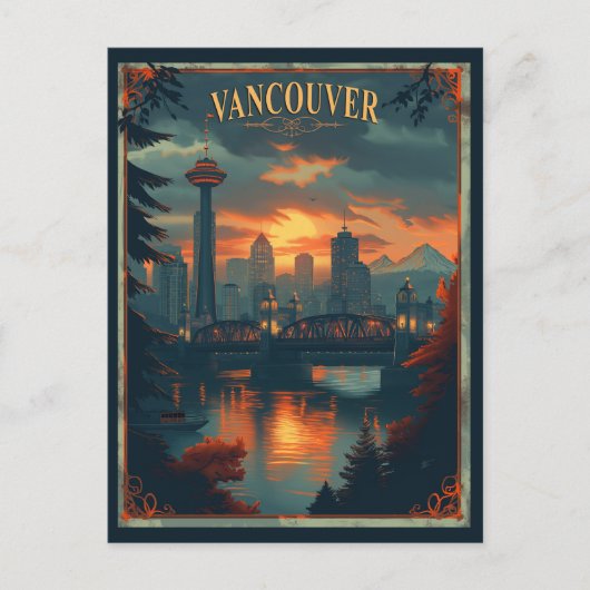 Vancouver, Canada Vintage Reizen Briefkaart (Voorkant)