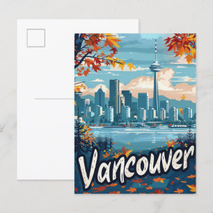 Vancouver Canada Vintage Retro Reizen Illustratie Briefkaart