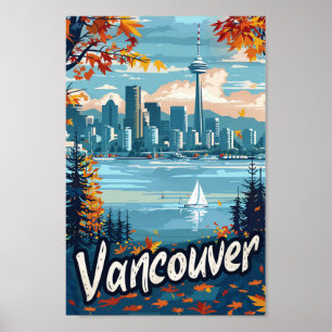 Vancouver Canada Vintage Retro Reizen Illustratie Poster